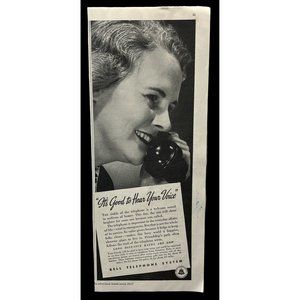 Bell Telephone System Vintage Print Ad 1938 Long Distance Rates Woman Phone Call